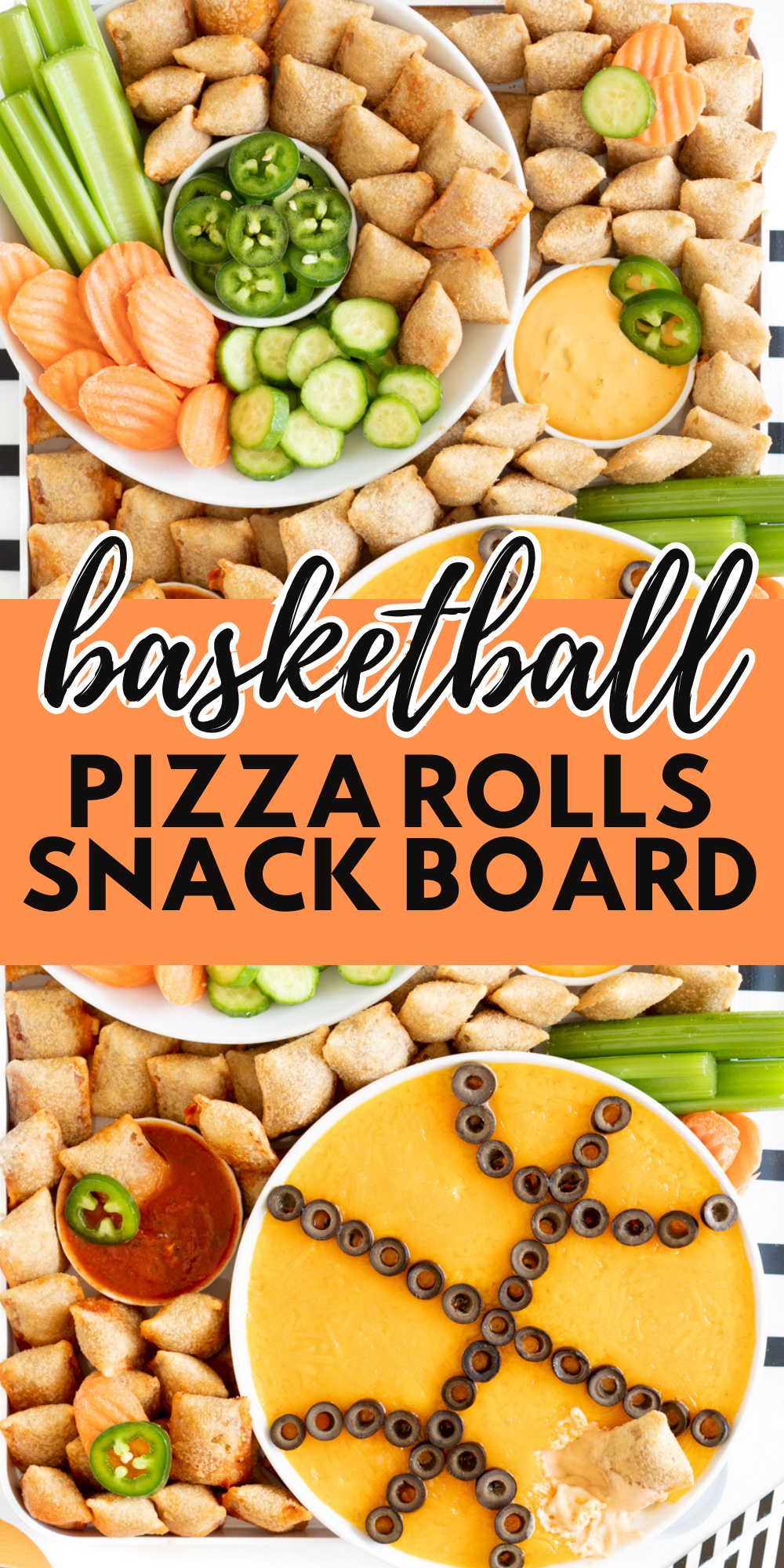 basketball pizza rolls charcuterie board