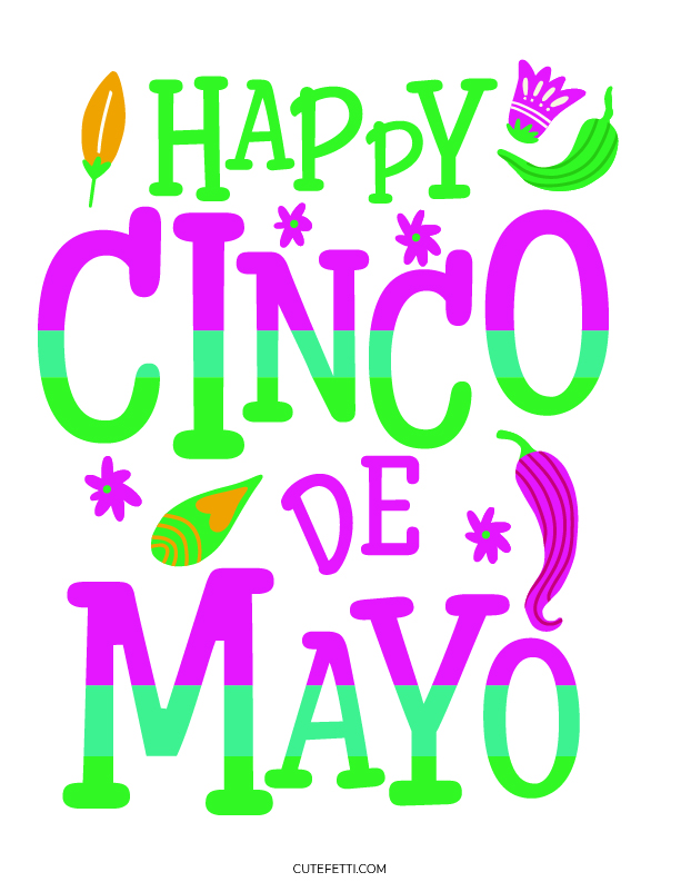 happy cinco de mayo printable sign, colorful party printable