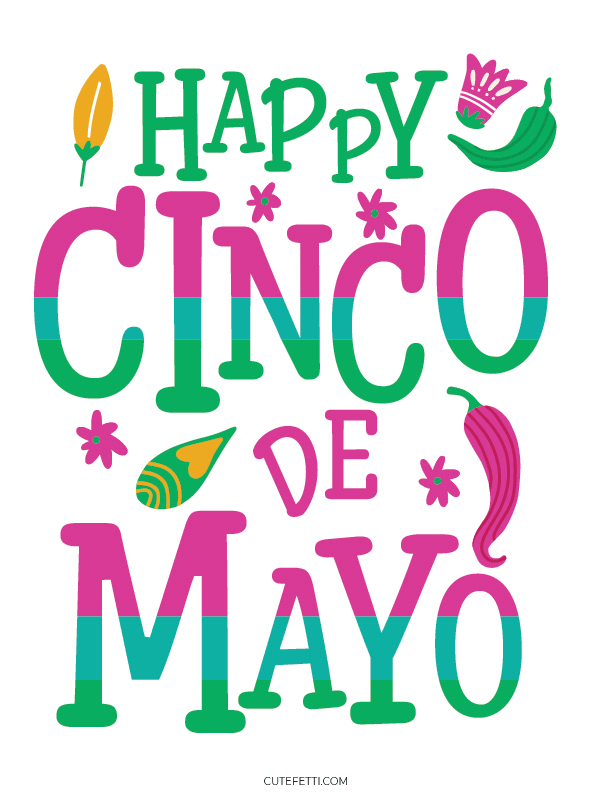 happy cinco de mayo printable sign, colorful party printable