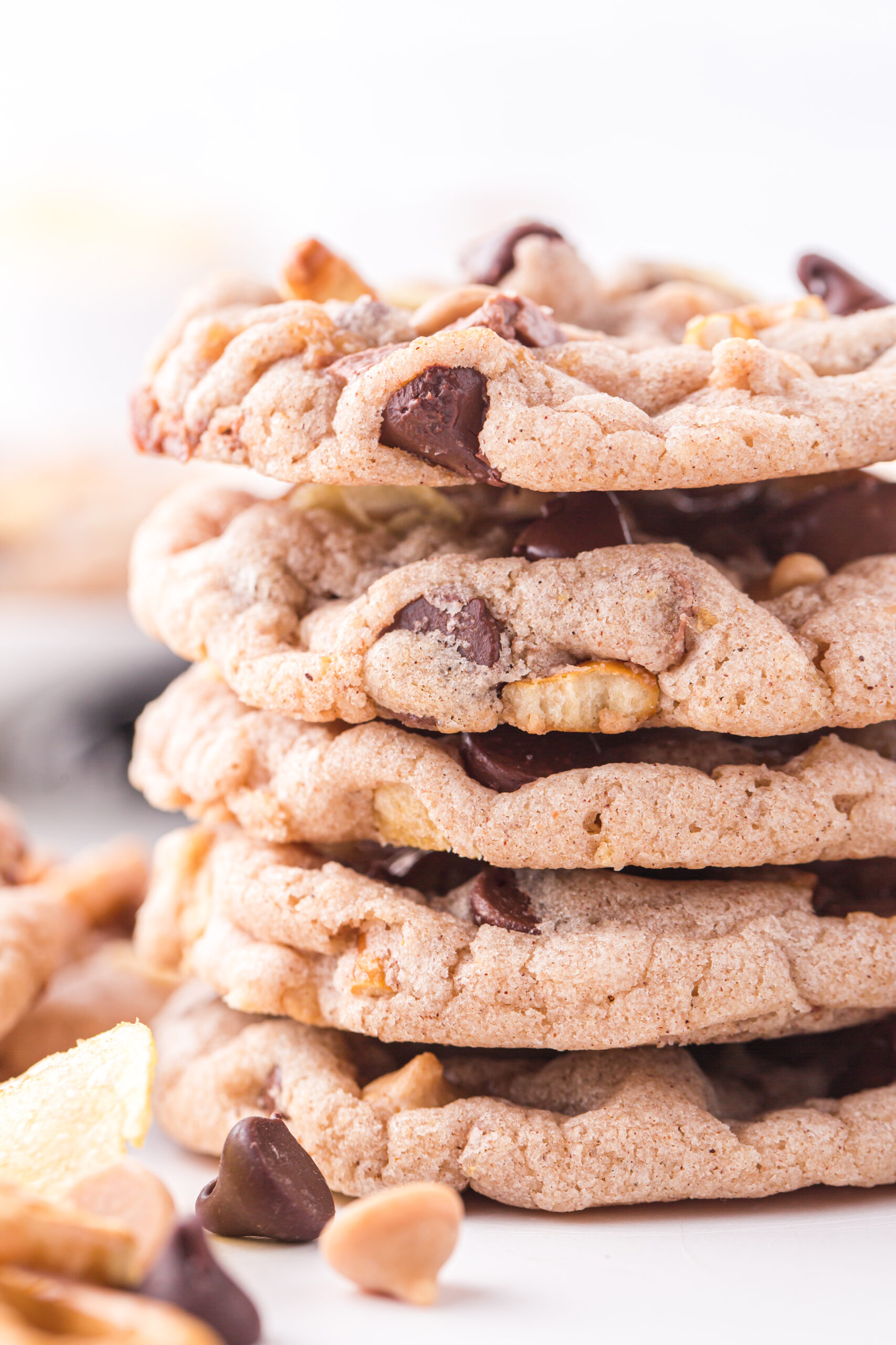 up close stack of kitchen sink cookies