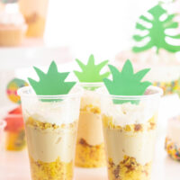 pineapple trifle desserts in individual clear cups