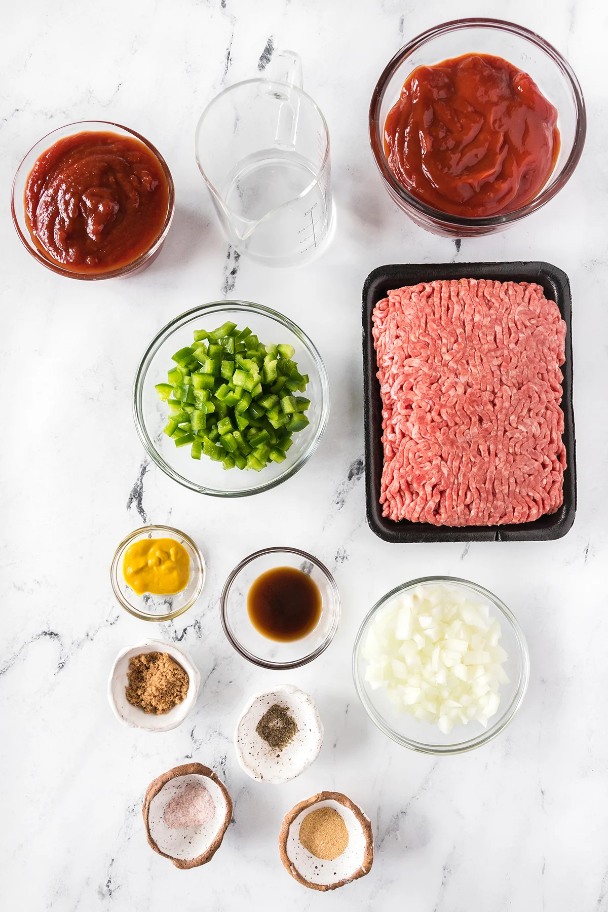 ingredients laid out on a table to make classic sloppy joes