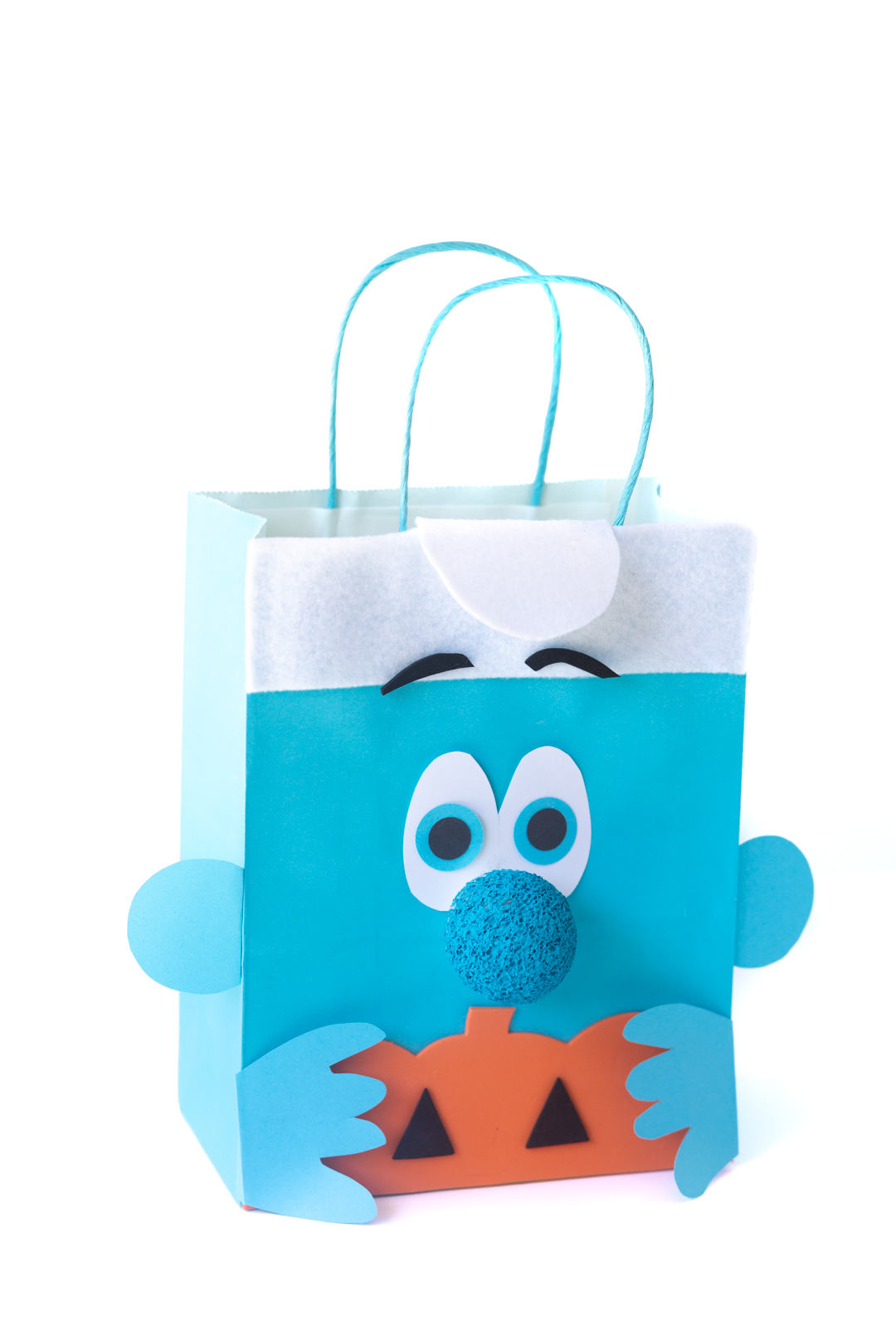 3d view of do it yourself smurf treat bag for halloween