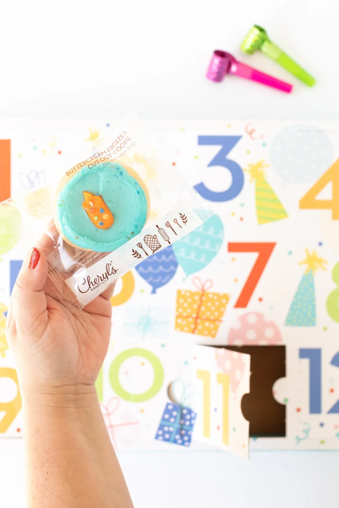 cheryl's birthday cookie reveal from countdown box