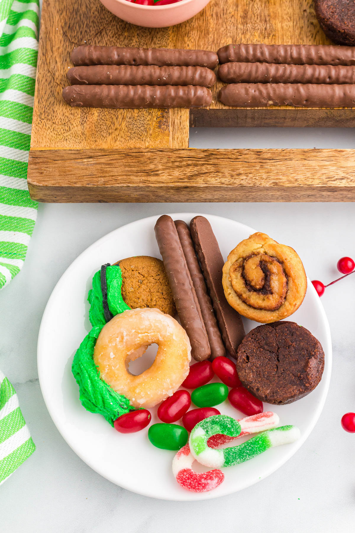 plate of holiday goodies to dip into a buttercream frosting board