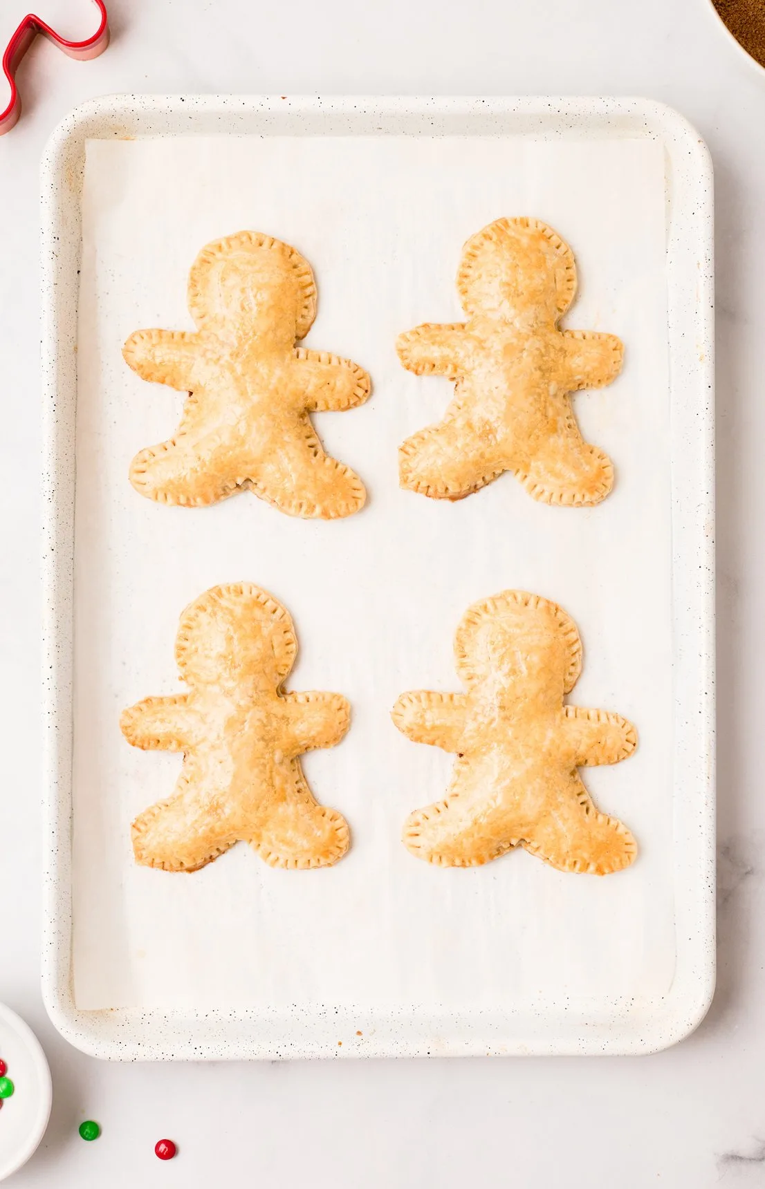 prepared gingerbread men poptarts before being placed in oven