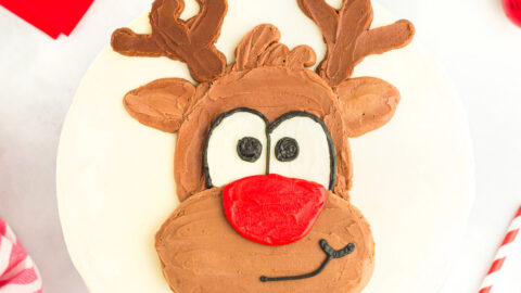 adorable brownie cake decorated like a reindeer