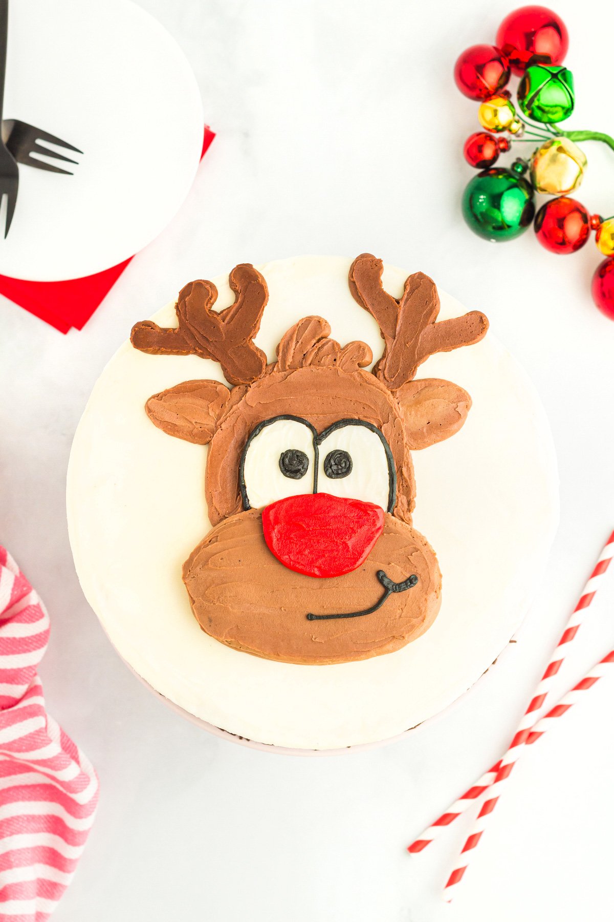adorable brownie cake decorated like a reindeer