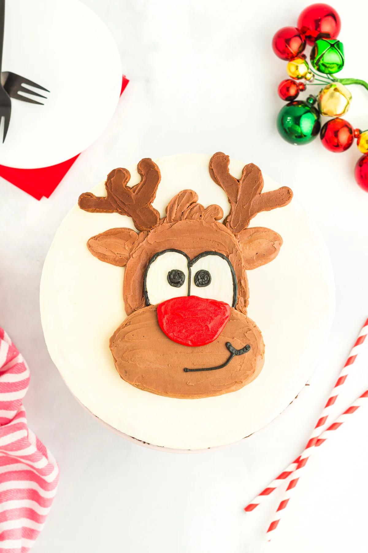 adorable brownie cake decorated like a reindeer