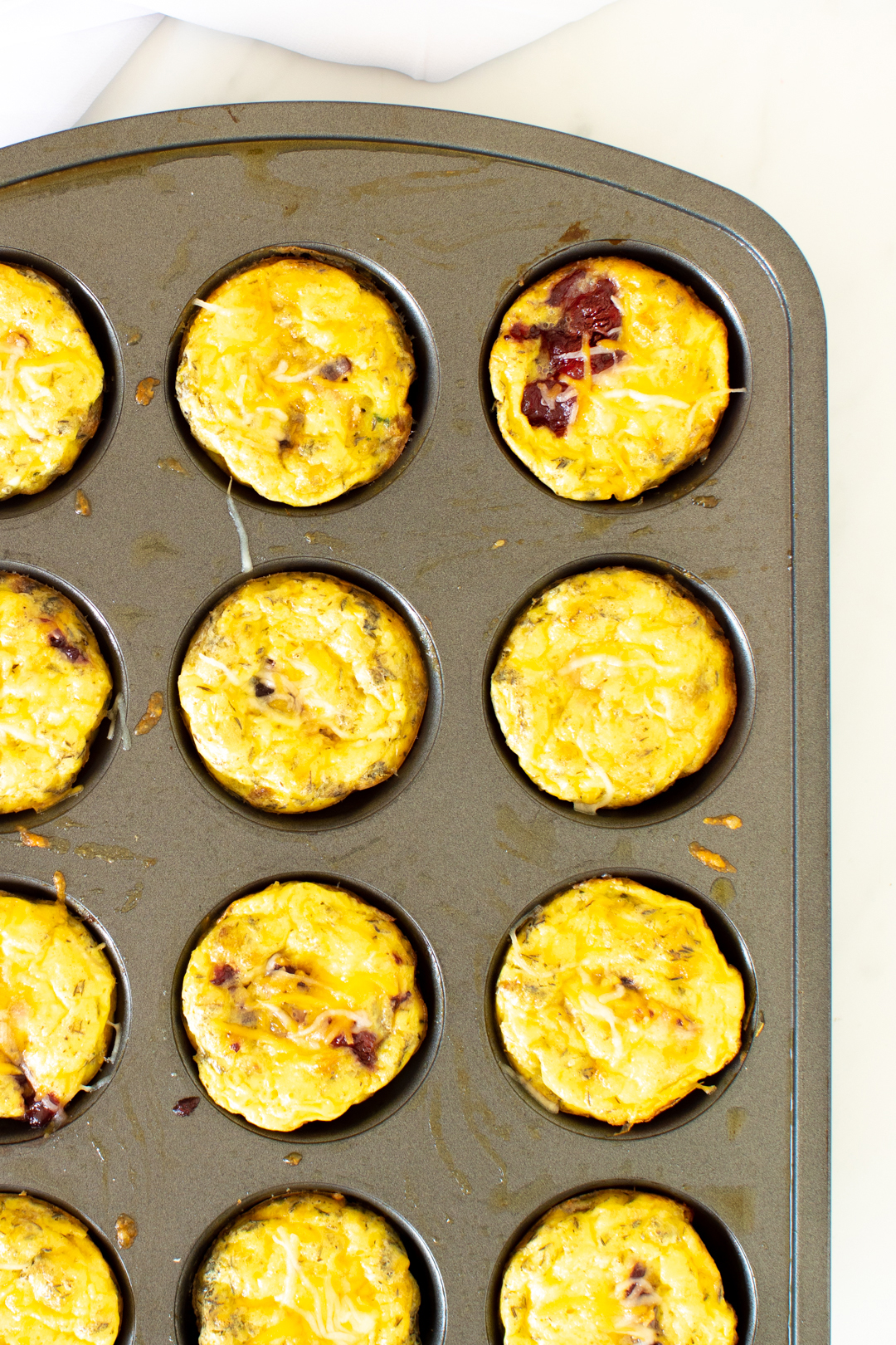 omelets made in a muffin tin using thanksgiving leftovers
