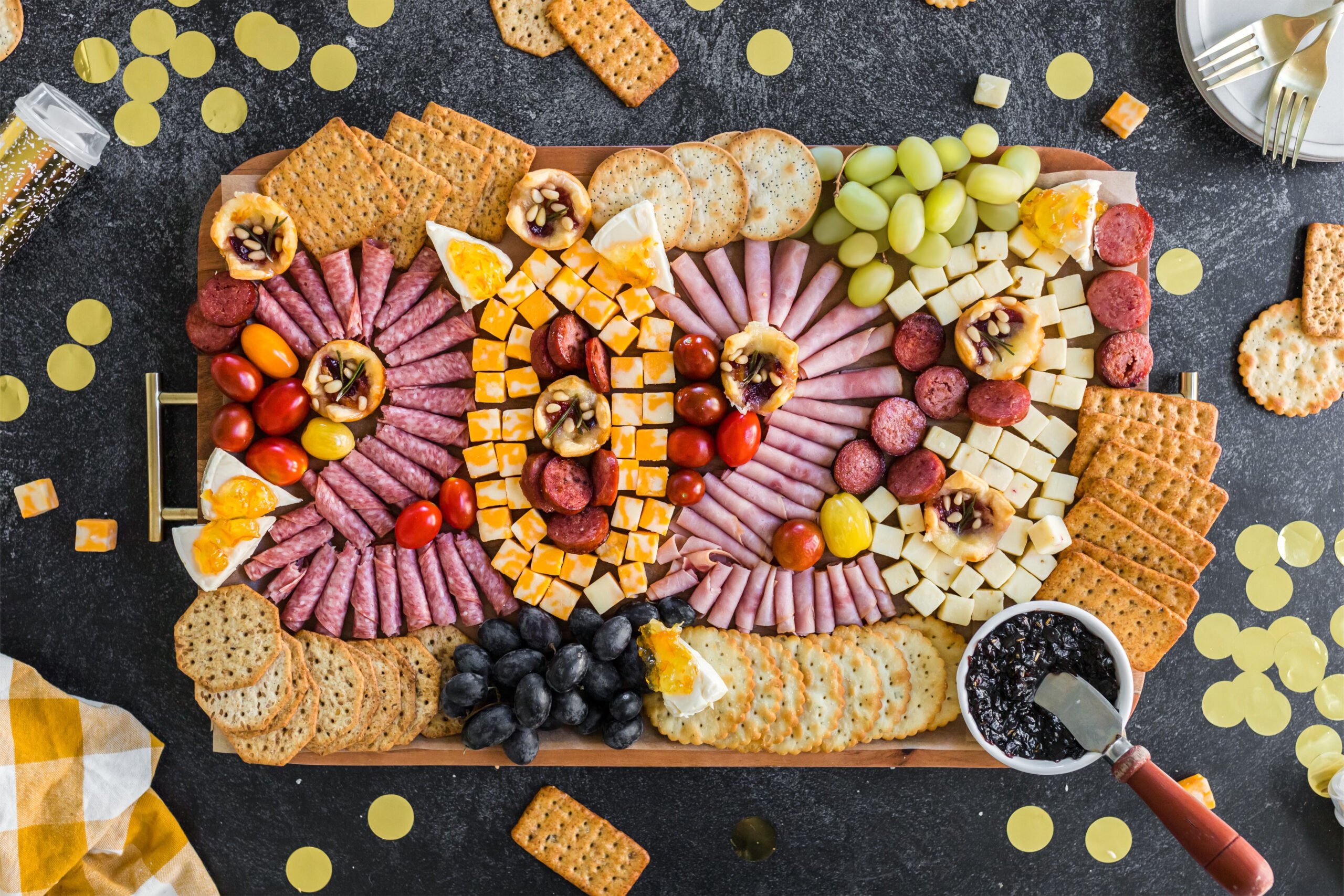 2023 cheeseboard charcuterie with meats and cheese