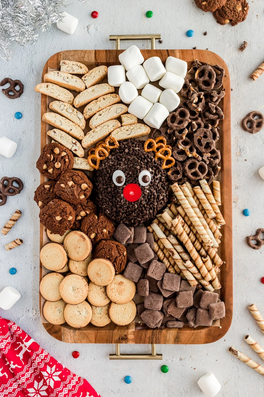 reindeer snack board for holiday entertaining