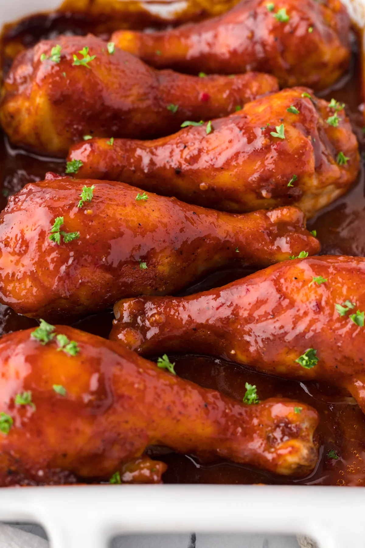 up close over the top bbq baked drumsticks