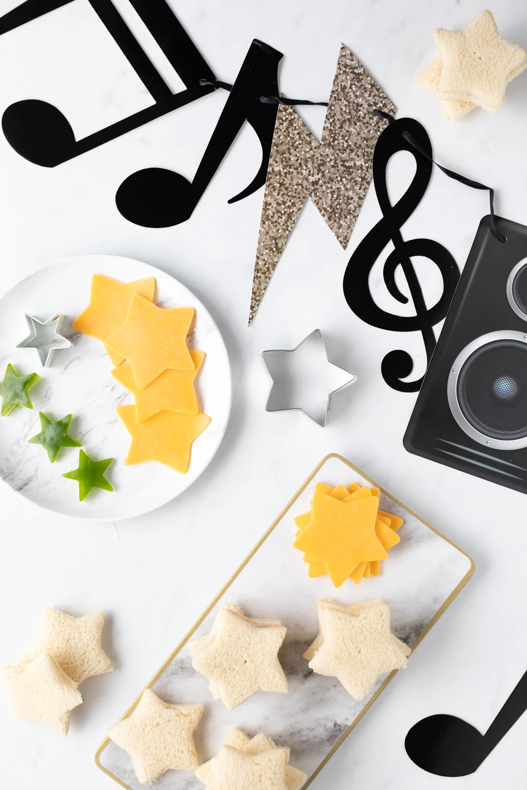 star shaped sandwich fixings and rock star party decorations