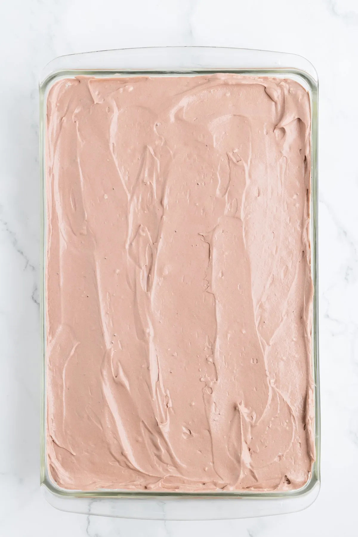 pudding chocolate layer displayed in cake pan