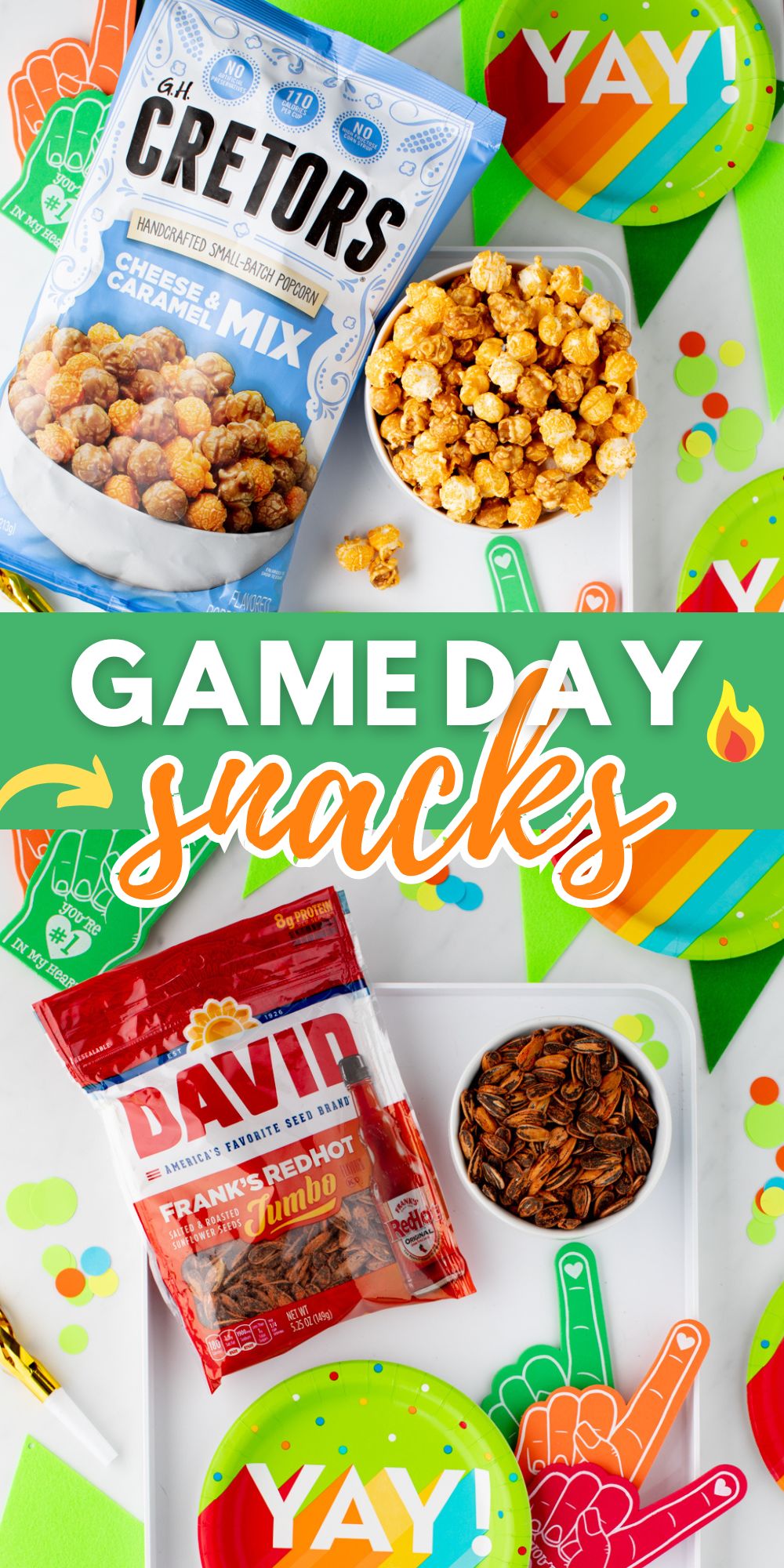 Fun buy-and-serve snacks and drinks for the big game. Football food.
