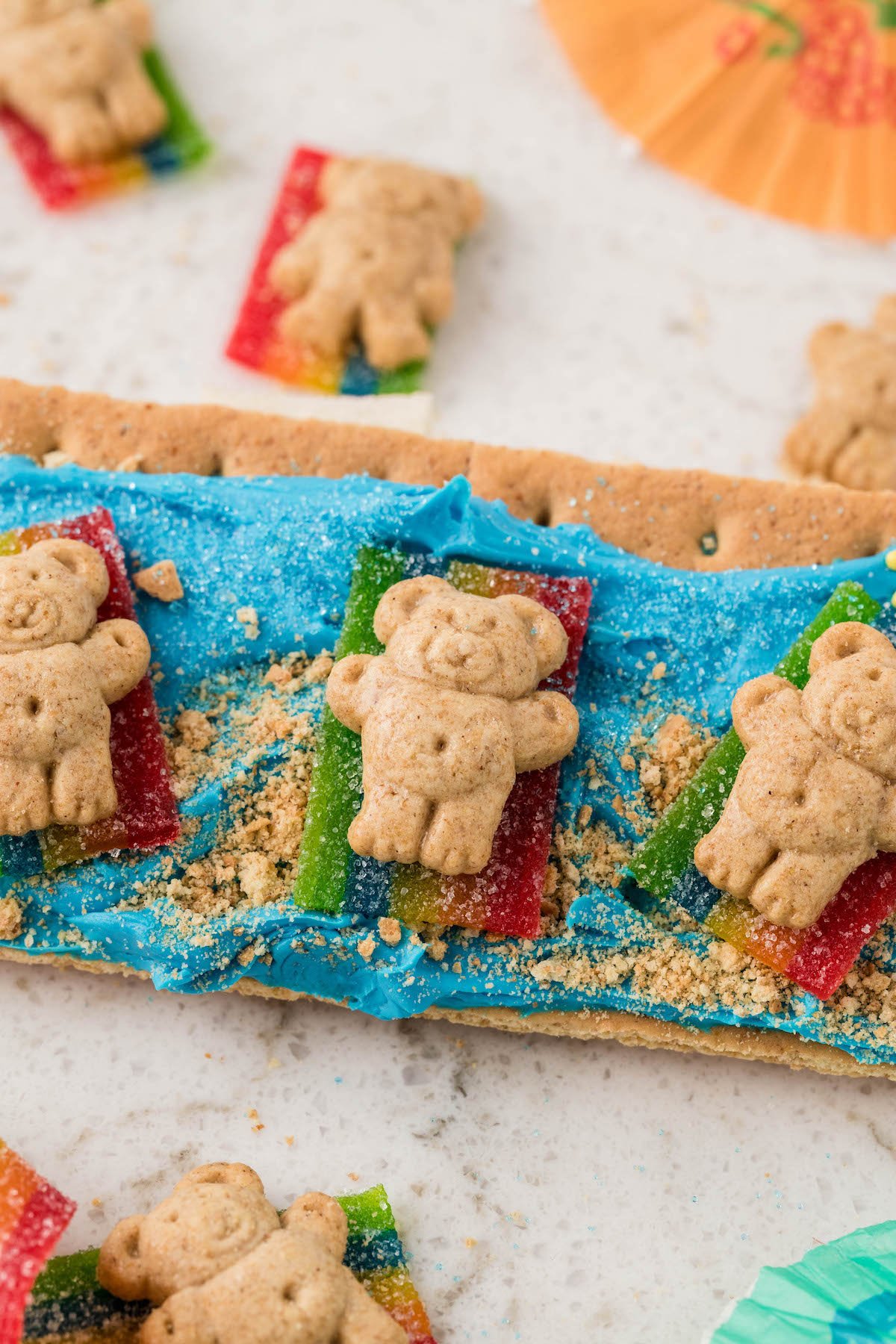 up close teddy grahams snack graham cracker with beach day theme