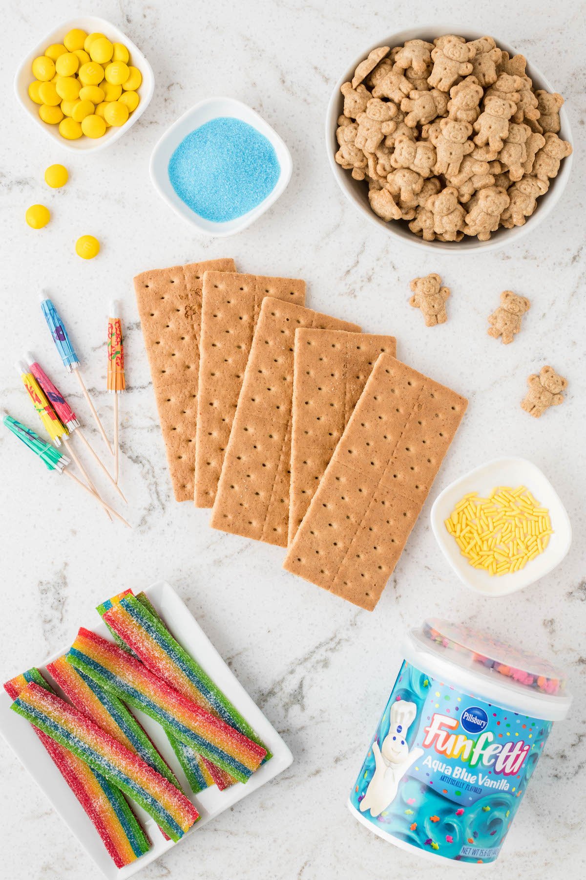 Beach Day Graham Crackers ingredients over head.