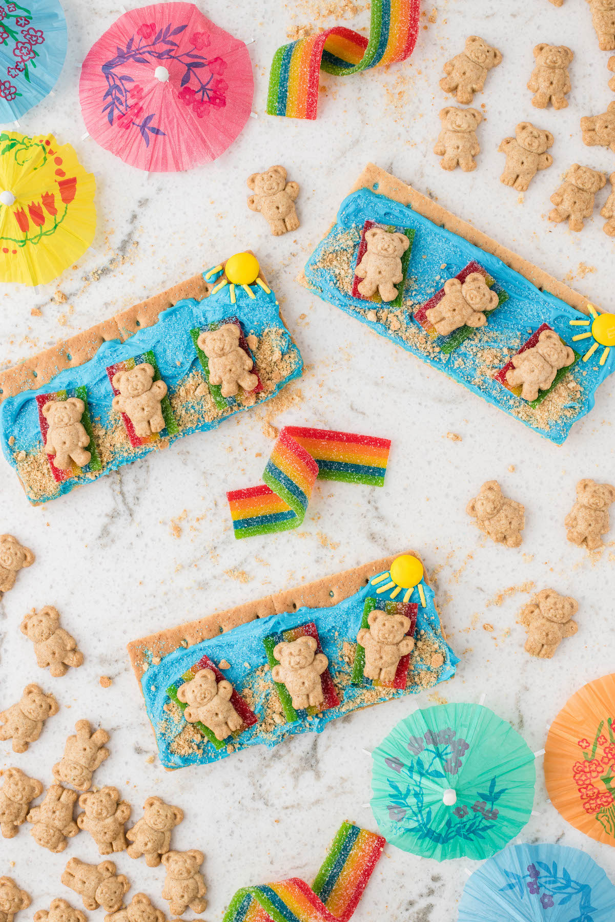 over the top graham cracker beach snacks made with teddy grahams