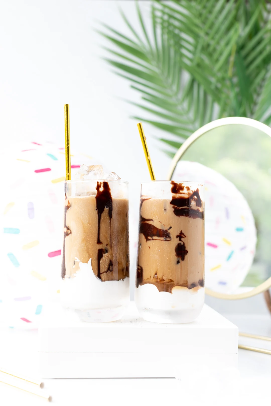 upside down iced coffee made with frozen whipped topping