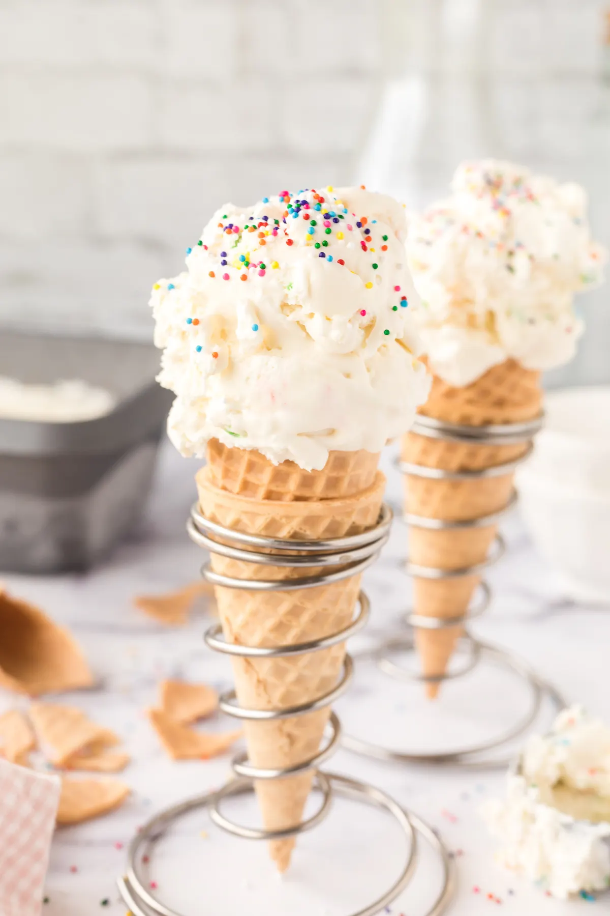 ice cream cones in ice cream cone holder