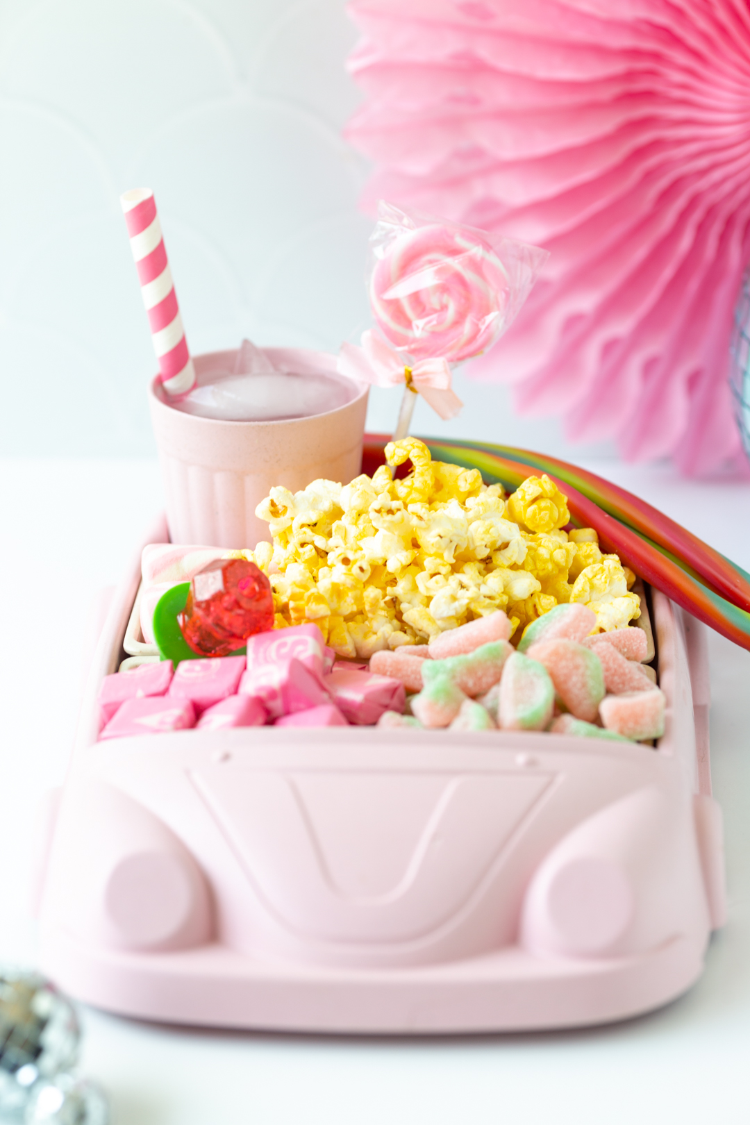 adorable car themed snack tray for movie night