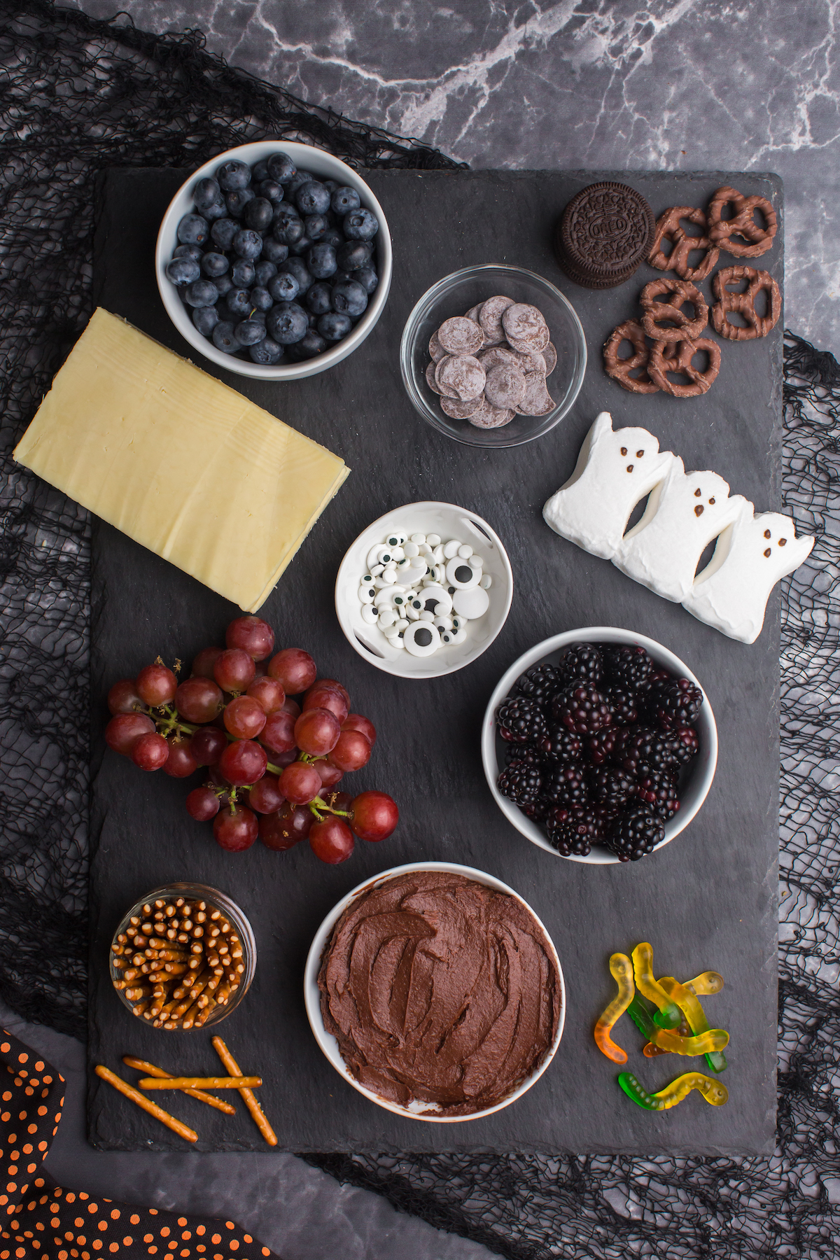 ingredients set on a slate board