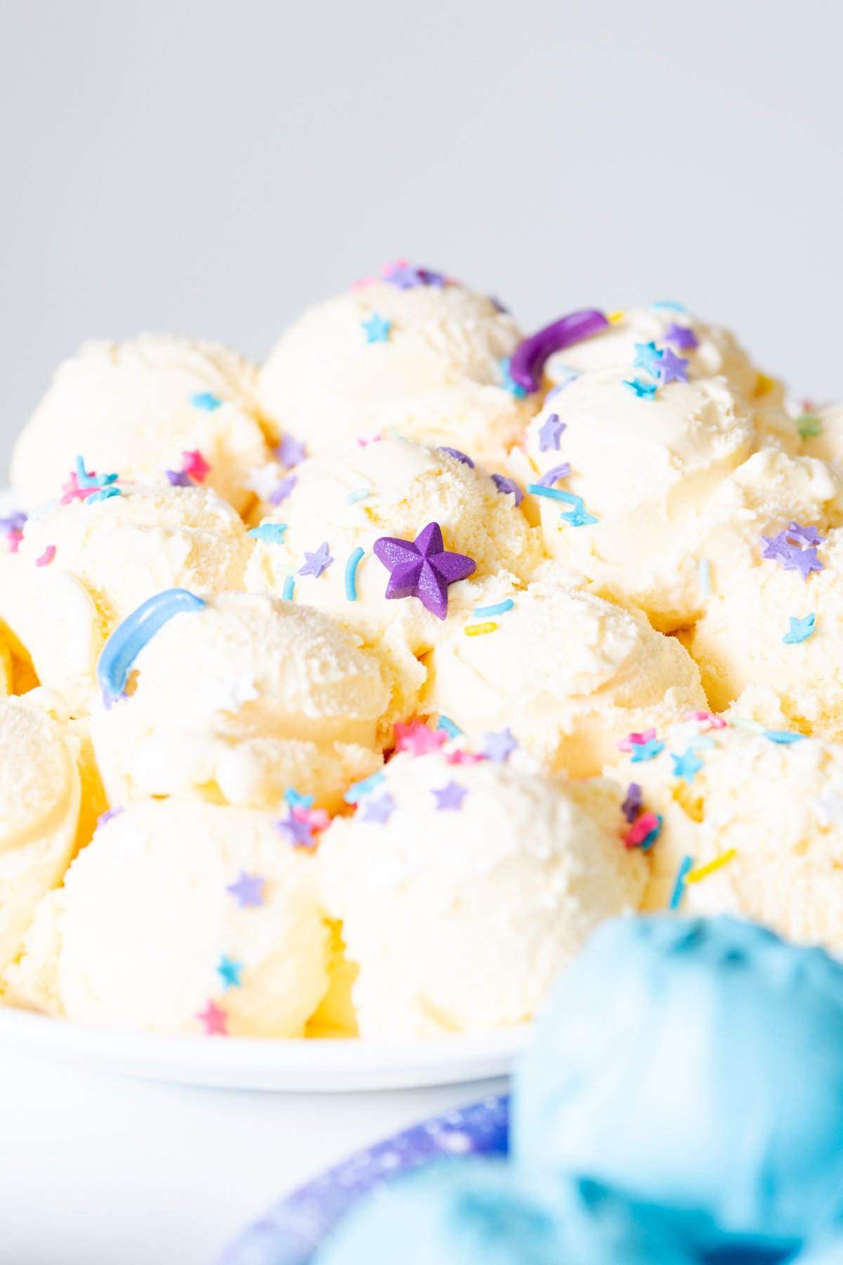star trek prodigy ice cream, vanilla ice cream topped with sprinkles