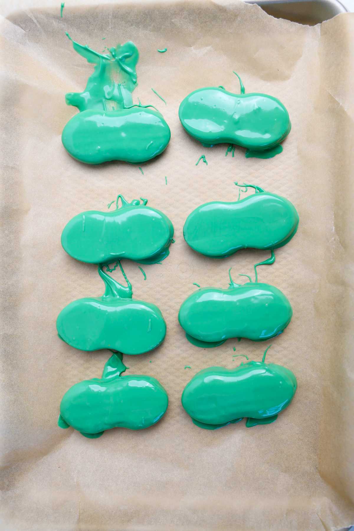 cookies coated in green chocolate