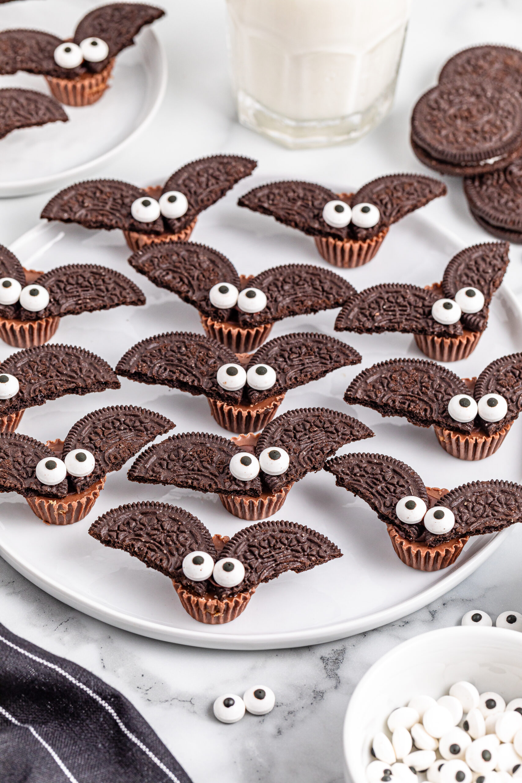Oreo Bat Cookies on a plate