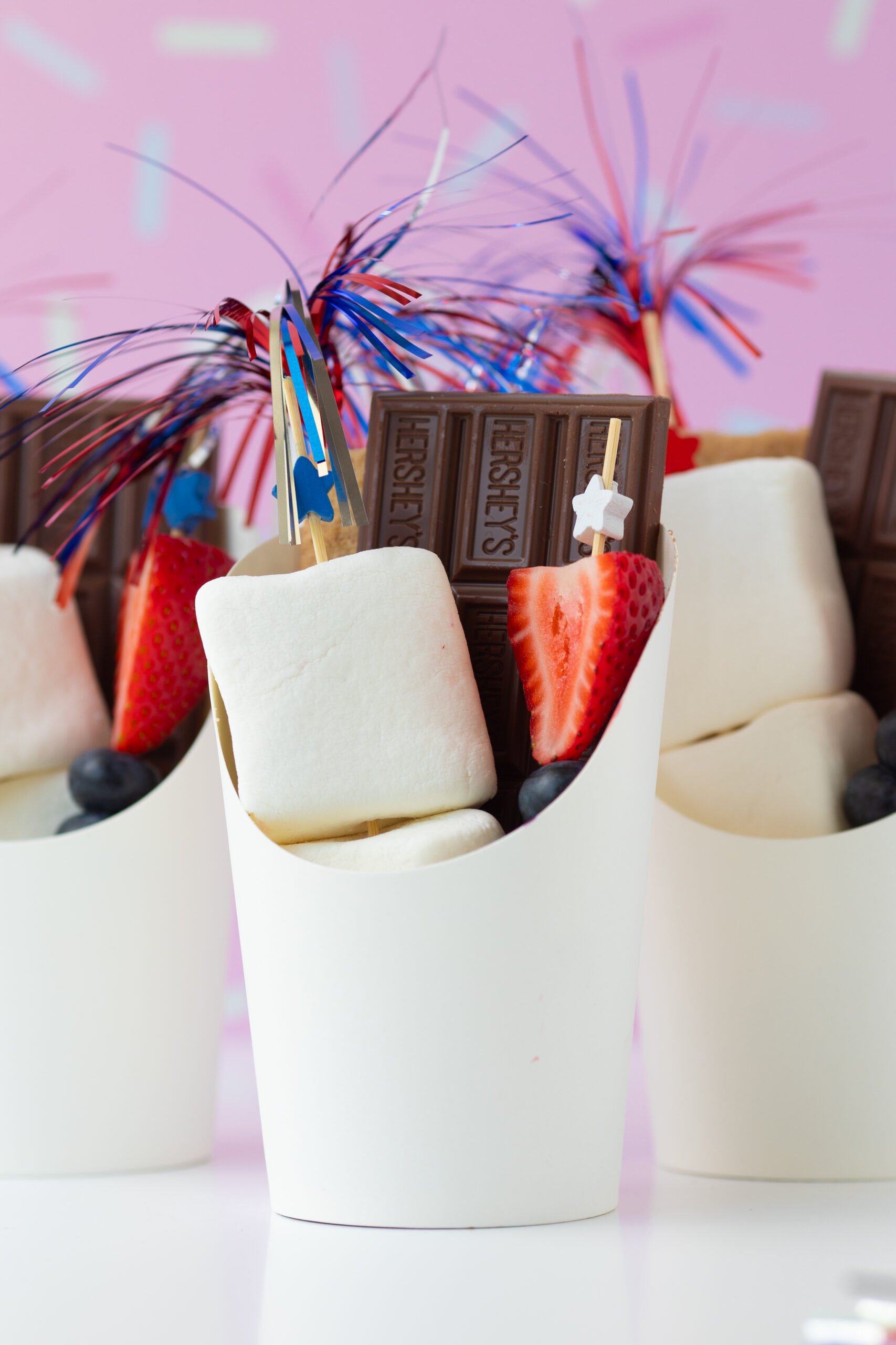 Fun smores charcuterie cups, perfect for summer occasion.