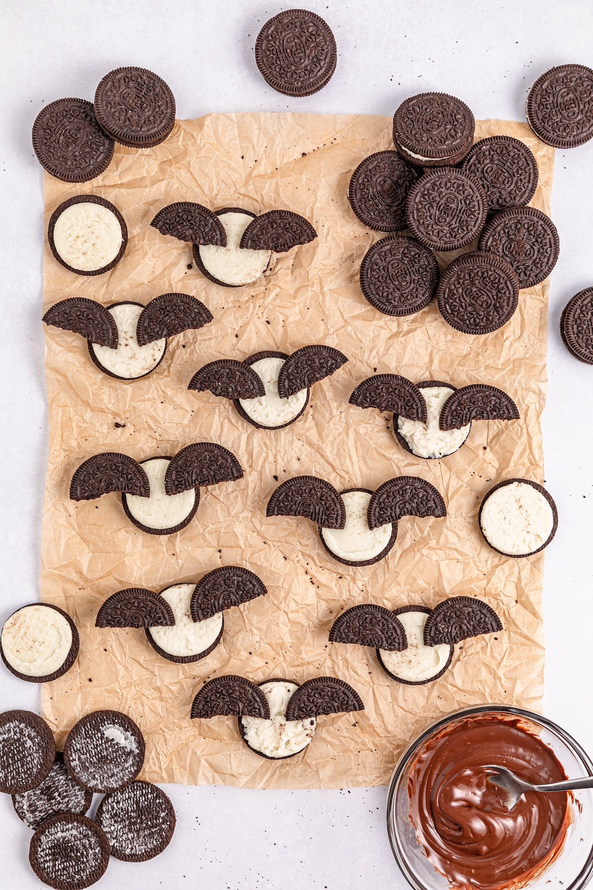 open oreo cookies with bat ears on them