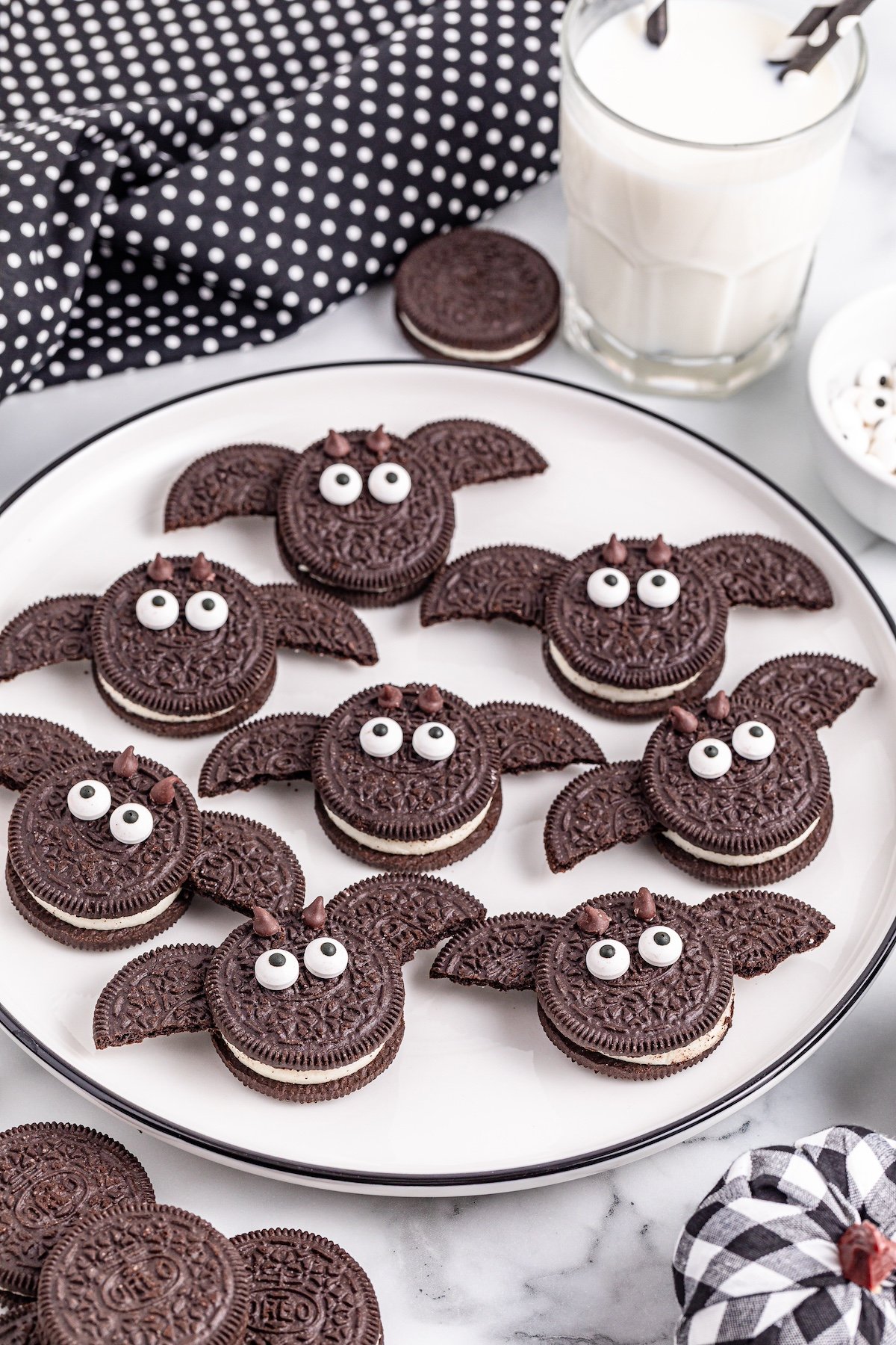 Oreo Cookie Bats on a  white plate