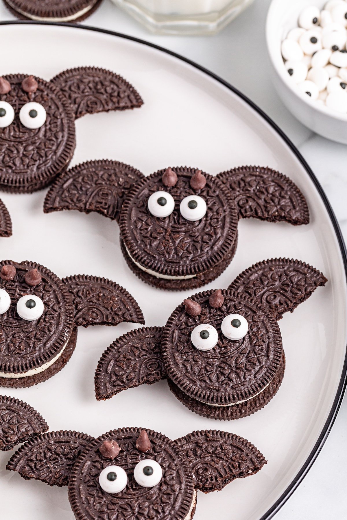 Oreo Cookie Bats on a white plate