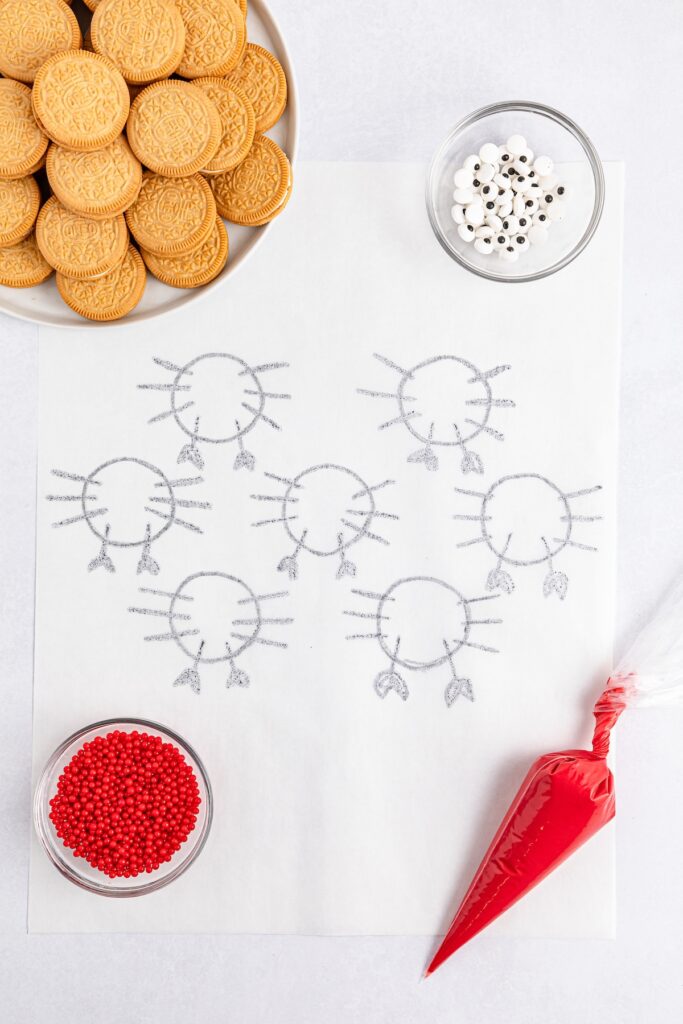 parchment paper with crabs drawn on them