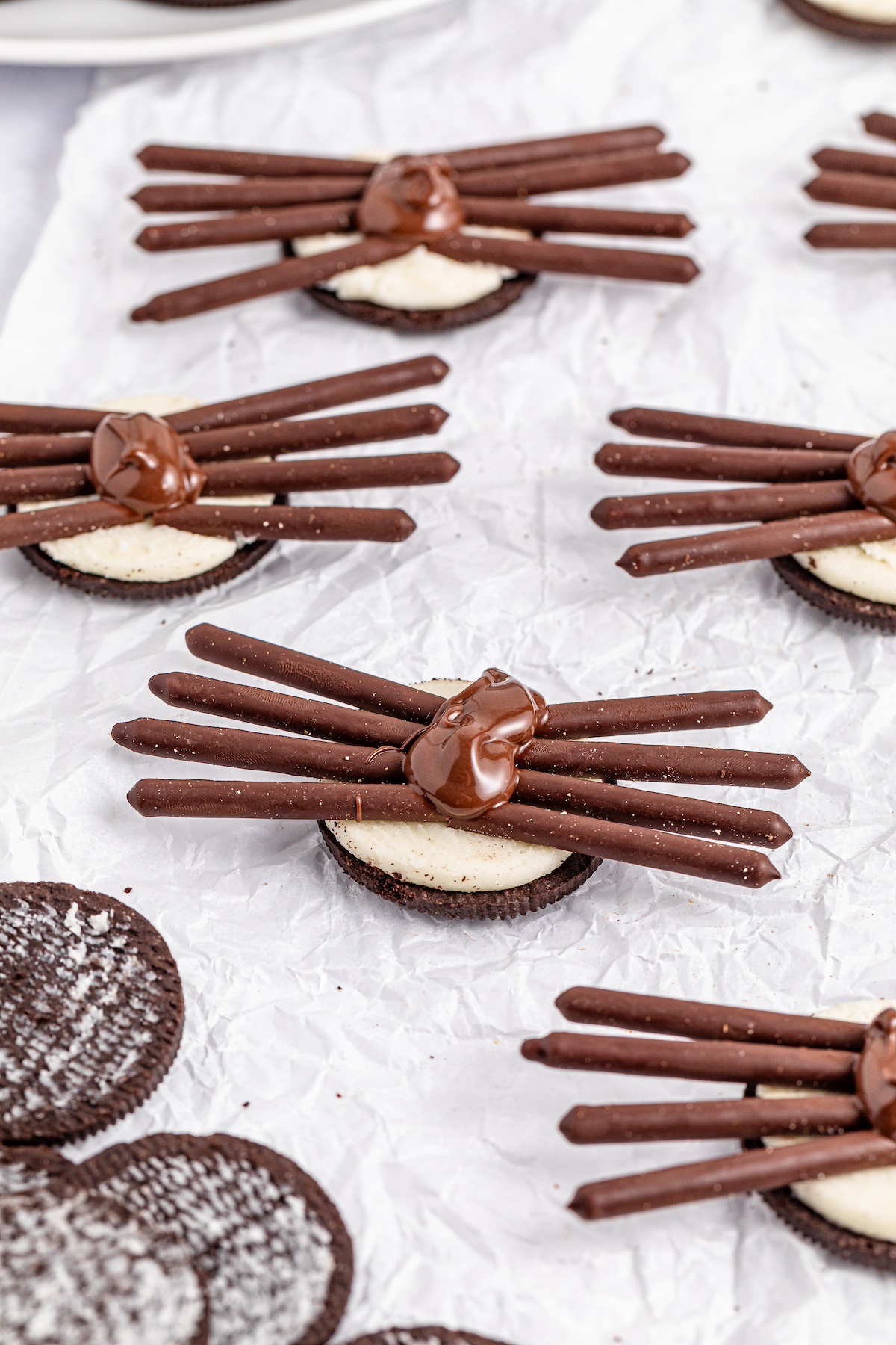 pocki sticks held on the Oreos with chocolate