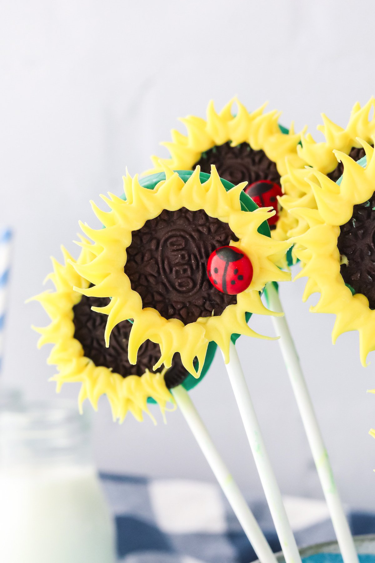 sunflower cookies made with oreos in a bundle