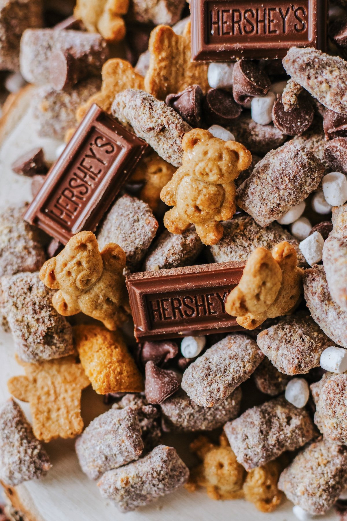 close up of s'mores muddy buddies