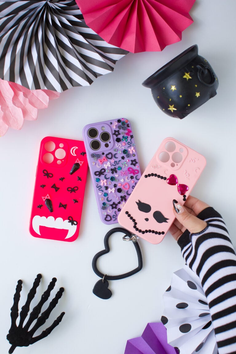 Fun DIY Phone cases that are Monster High 2 themed with fun and spooky decorations.