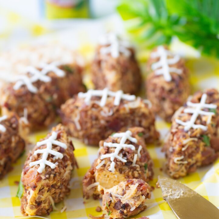 tray of mini football cheeseballs