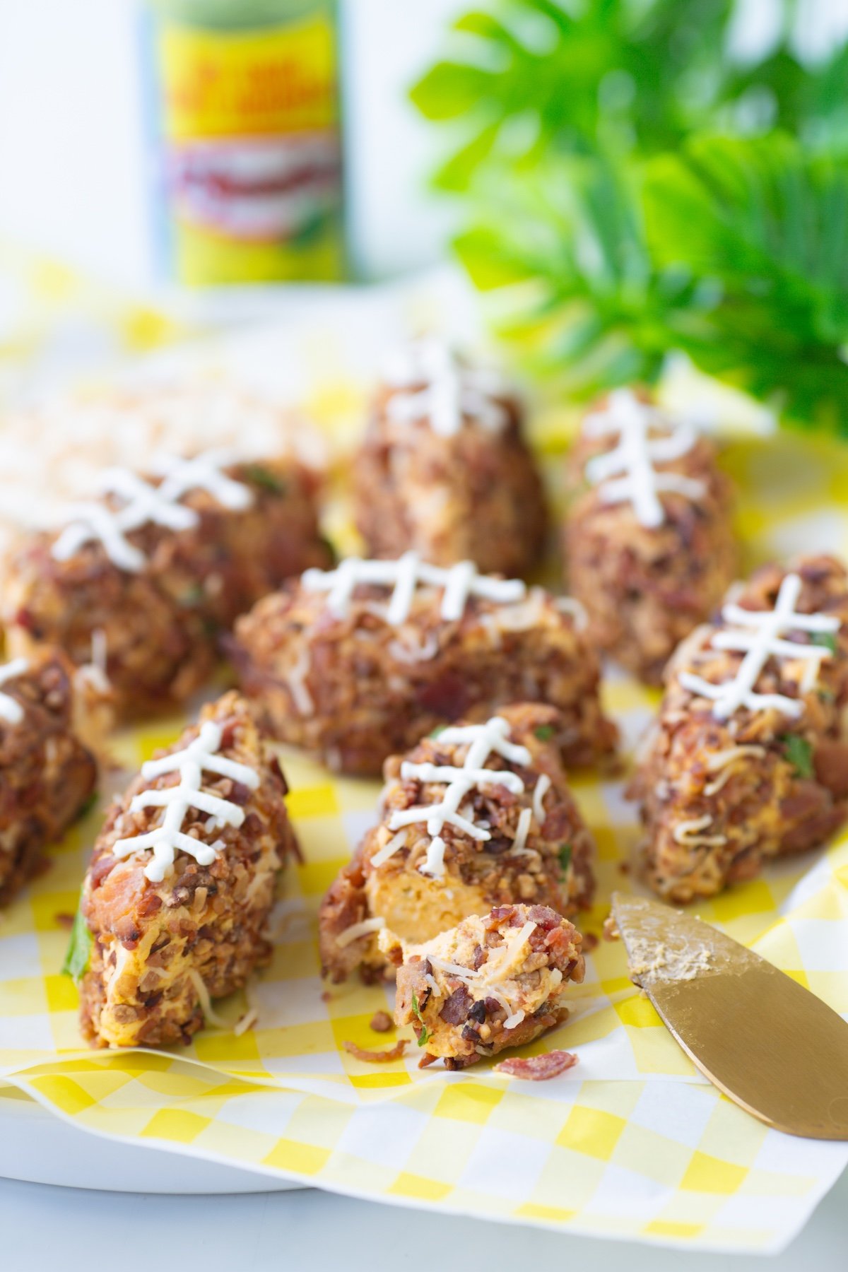 tray of mini football cheeseballs