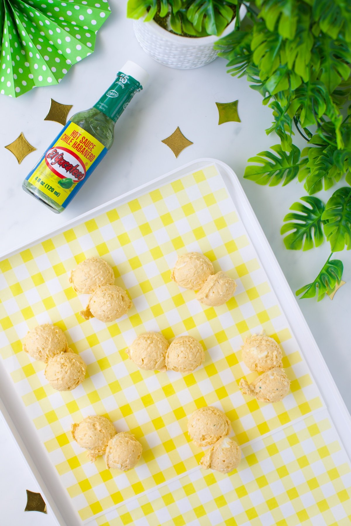 tray of cheeseball mixture set out o a tray