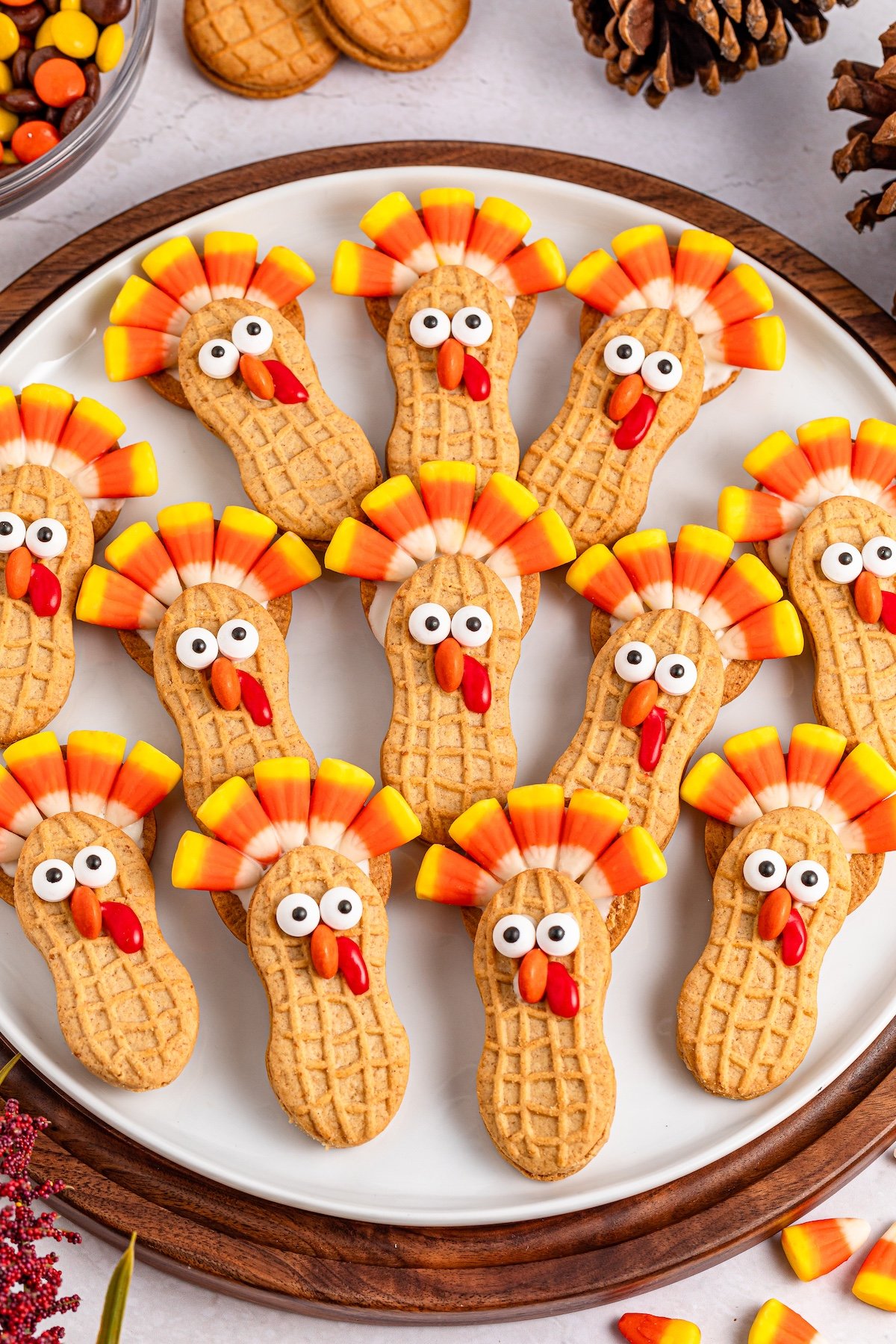 turkey cookies on a plate