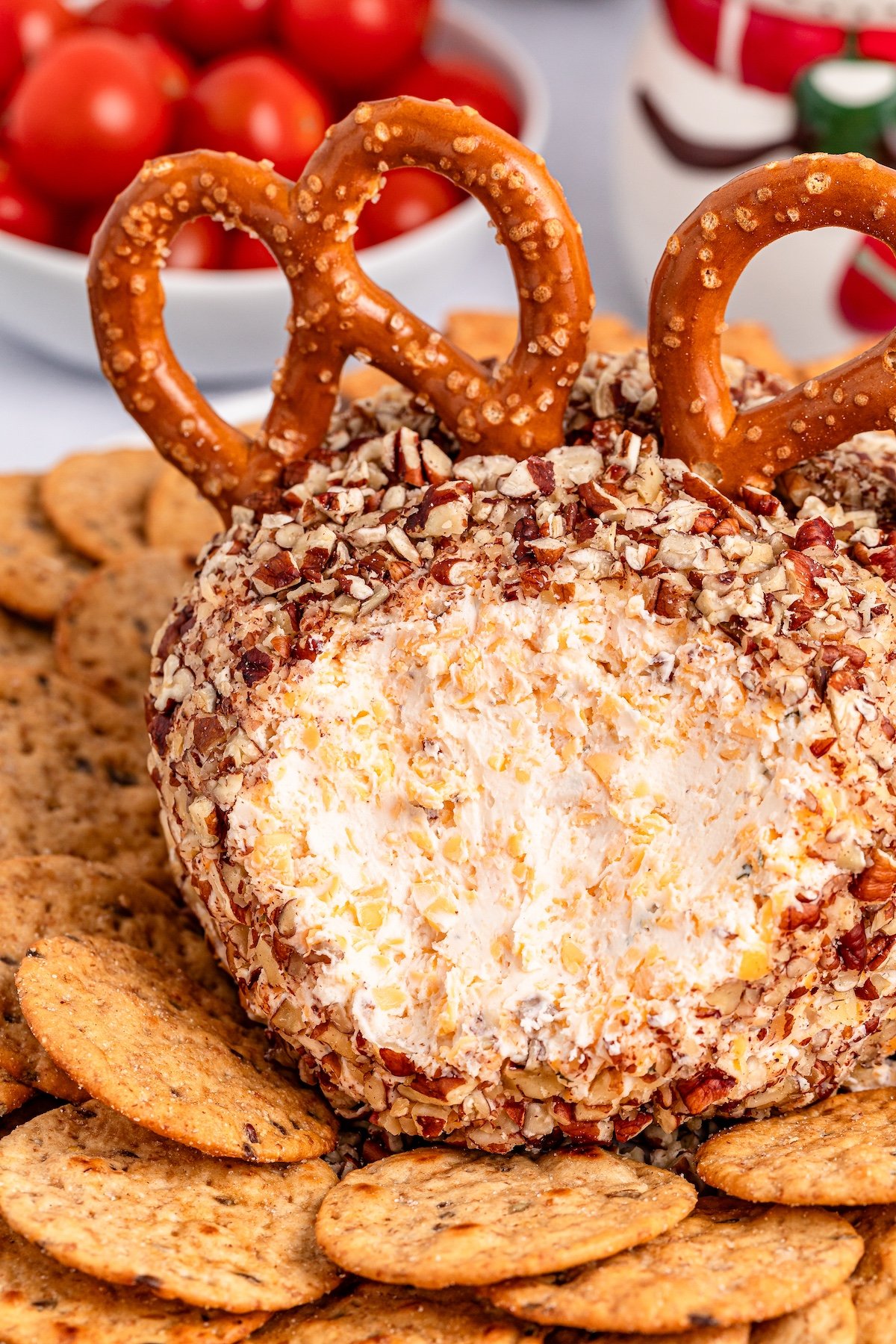 close up of inside of cheese ball