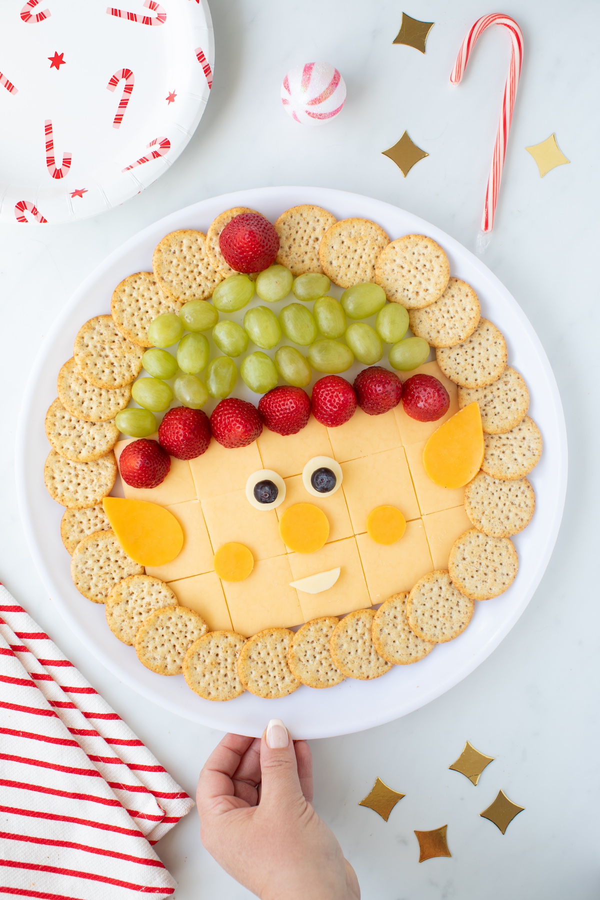 cute elf cheese tray for christmas and parties