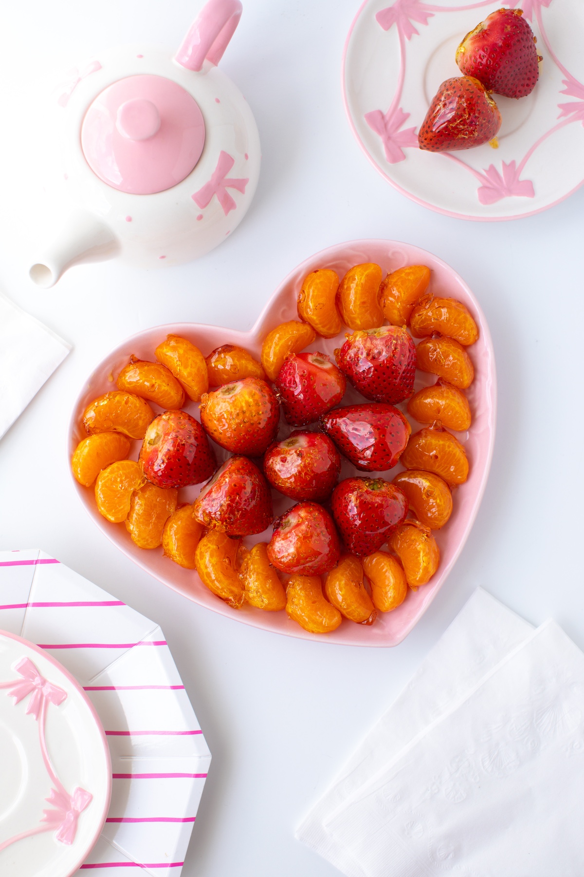 candied fruit snacks on a heart plate for sharing