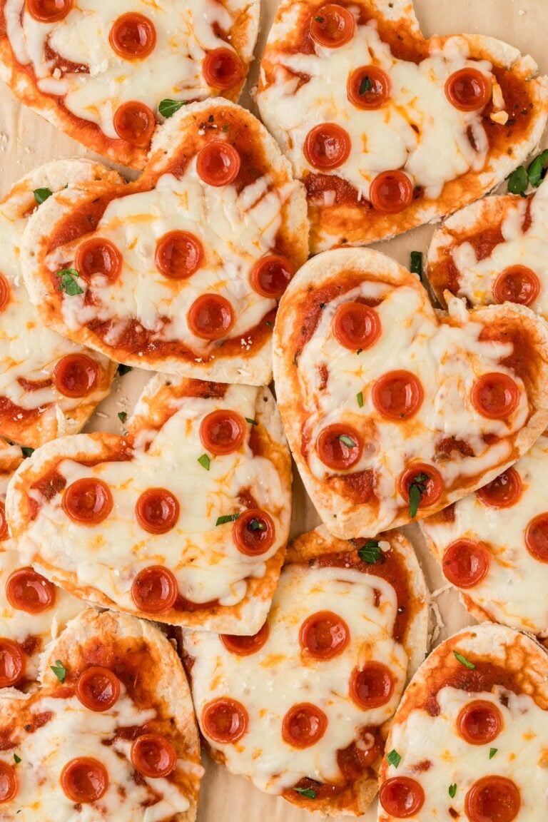 mini heart pizzas together