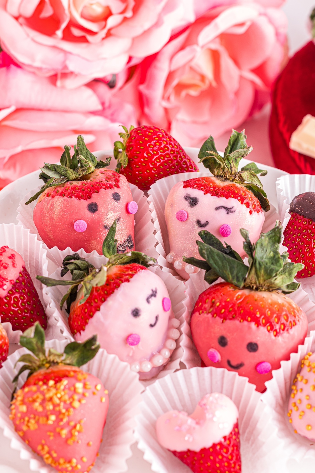 chocolate covered strawberries in cupcake wrappers