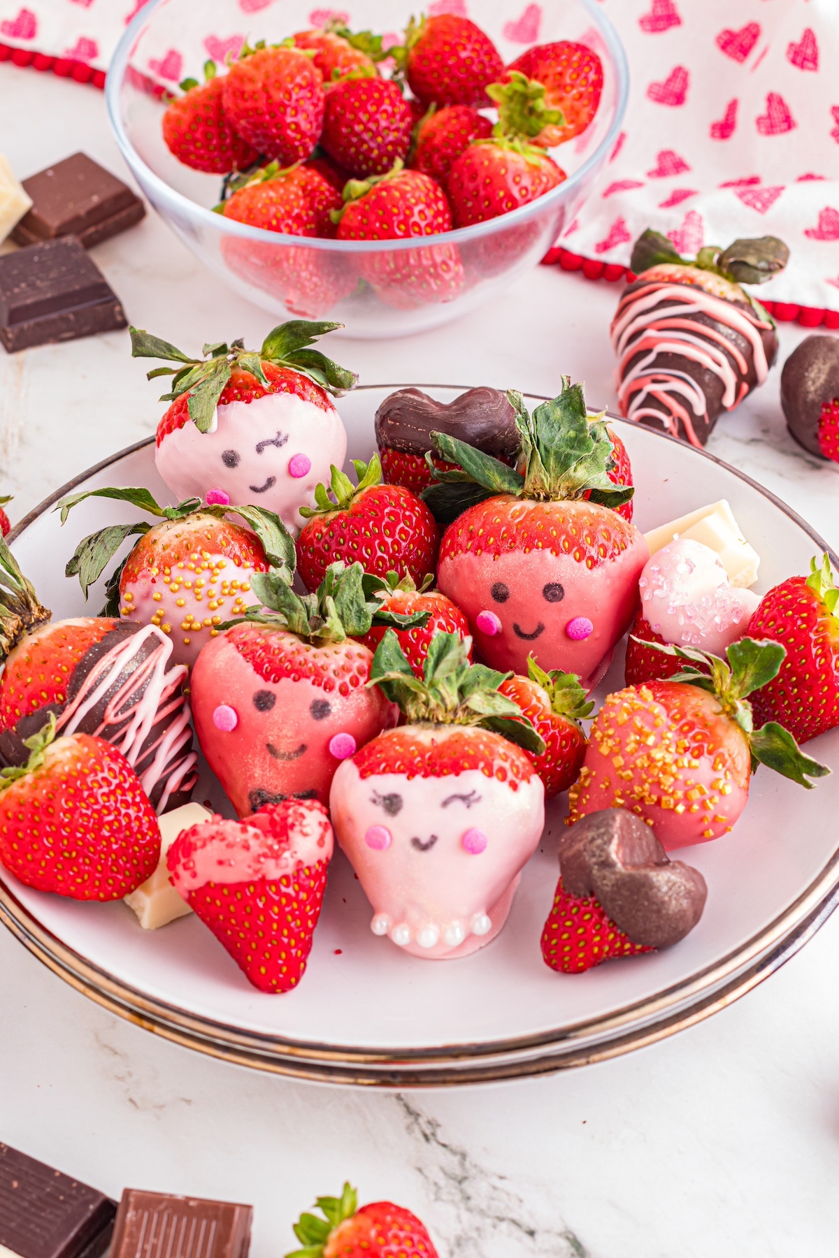 cute dipped valentine strawberries together