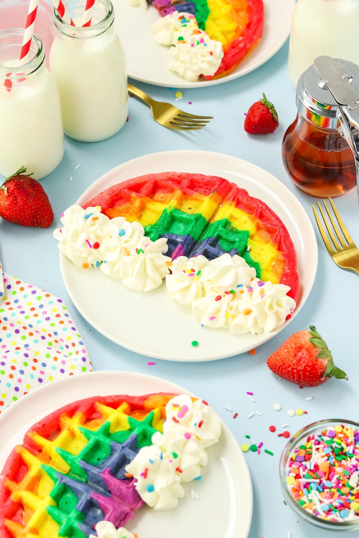 rainbow waffle on a plate